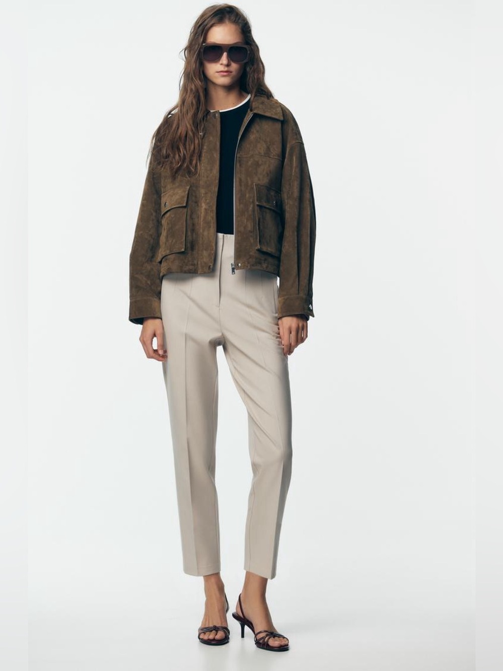 ZARA Cream High-waited Pants